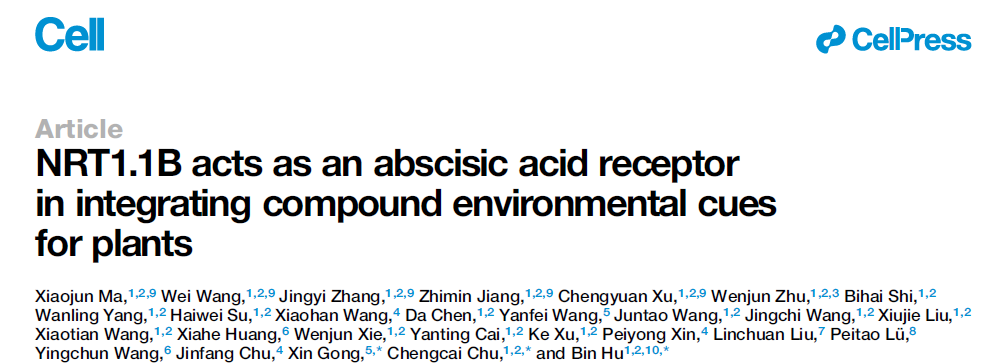 NRT1.1B acts as an abscisic acid receptor in integrating compound environmental cues for plants